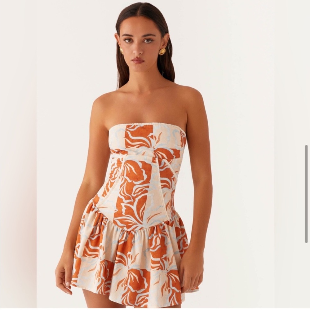 Peppermayo Orange and White Mini Dress